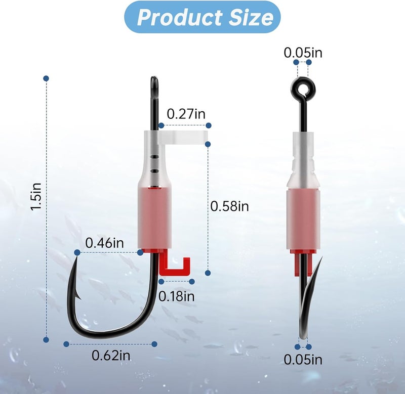 OIEKUN 10 Pcs Luminous Live Shrimp Hooks,Holes with Night Light Fishing Hooks High Carbon Steel Barbed with Barbed,Saltwater Corrosion-Resistant for Freshwater & Saltwater Fishing - Image 3
